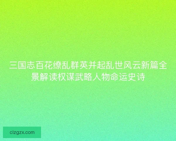 三国志百花缭乱群英并起乱世风云新篇全景解读权谋武略人物命运史诗