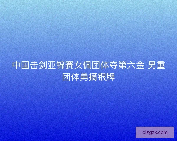 中国击剑亚锦赛女佩团体夺第六金 男重团体勇摘银牌